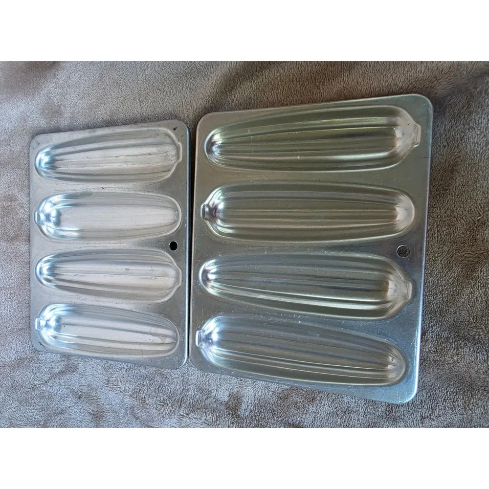 Vintage Aluminum Cornstick Pans Set of 2 Corn Cob Shaped Cornbread Molds Silver